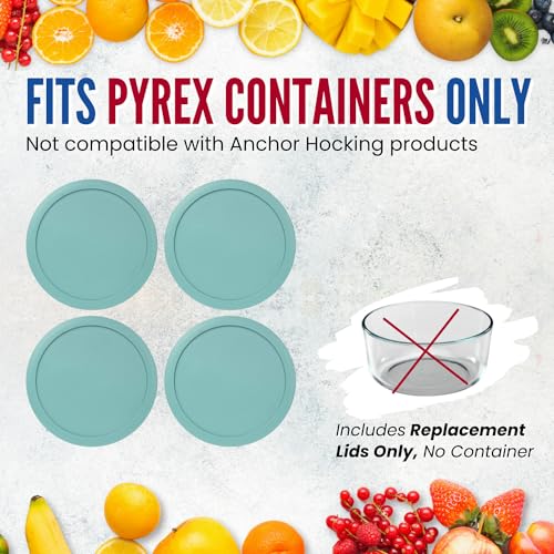 MRX Solutions Replacement Lids for Pyrex 2-Cup Containers - 4-Pack Turquoise