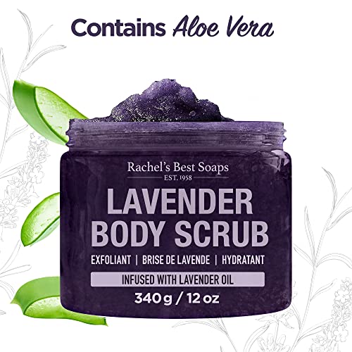 Lavender Body Scrub - Gently Exfoliates & Moisturizes Skin, 12 Oz