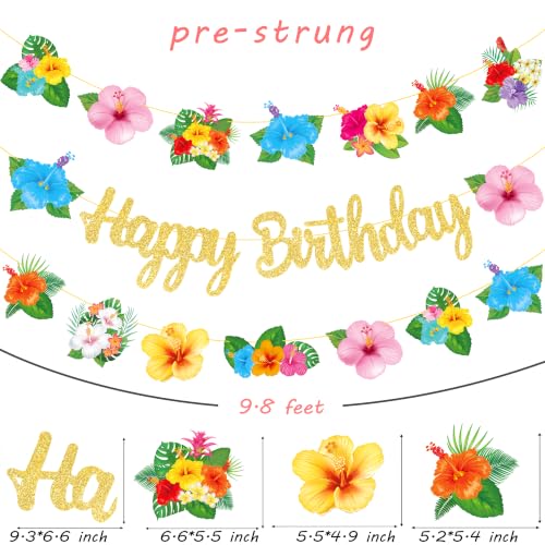 3-Piece Tropical Hibiscus Birthday Banner Set with Glitter