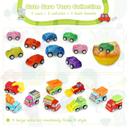 Kids Bath Bombs with Surprise Cars - 6 Pack Bubble Bath Fizzies for Boys & Girls