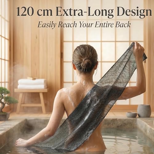 HOLOU Japanese Exfoliating Washcloth - 120cm Dual-Sided Back Scrubber