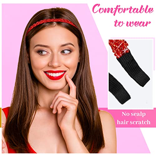 6-Piece Sparkly Crystal Beaded Headbands for Women, Elegant Hair Hoops