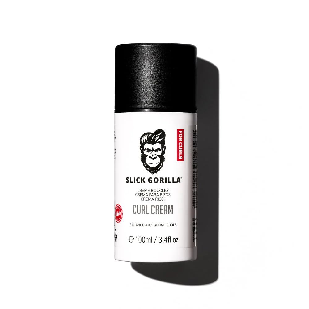 Slick Gorilla Curl Cream for Men | 3.38 Fl Oz (100 ml) | Paraben Free Moisturizing Styler | Lightweight Hold for Wavy & Curly Hair | Frizz Control | Curl Enhancer | Non-Greasy | For Daily Use