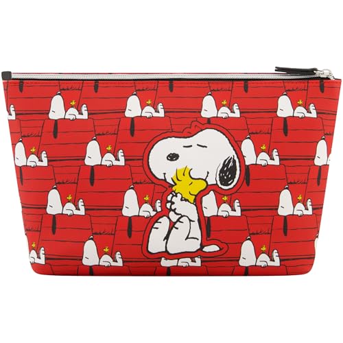 Concept One Peanuts Snoopy and Woodstock Women's Makeup Bag, Red