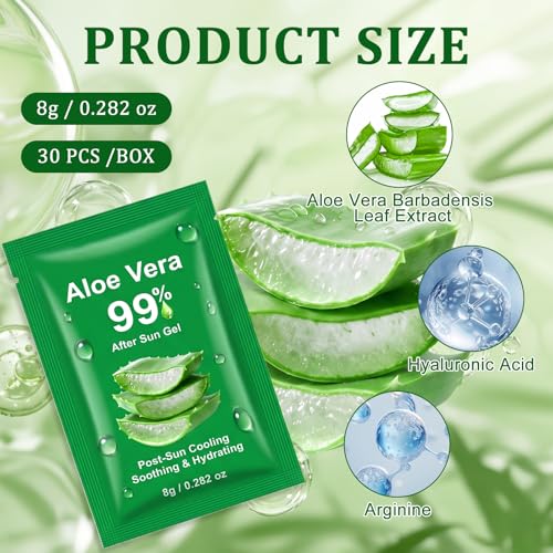Jutqut 60-Pack Travel Size Aloe Vera Gel - Pure Moisturizing After-Sun Care