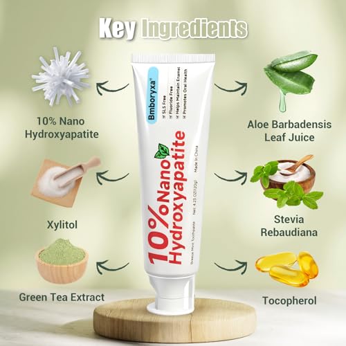 Bmboryxa 10% Nano Hydroxyapatite Toothpaste - Breeze Mint, SLS & Fluoride Free, Whitening for Sensitive Teeth, 4.23oz