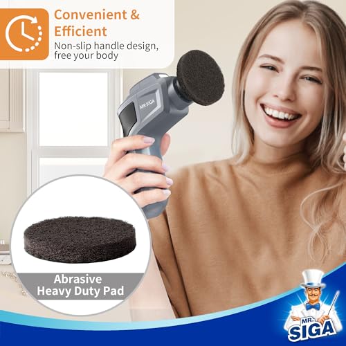 MR.SIGA Heavy Duty Abrasive Pad Refills for Electric Spin Scrubber - 10 Pack