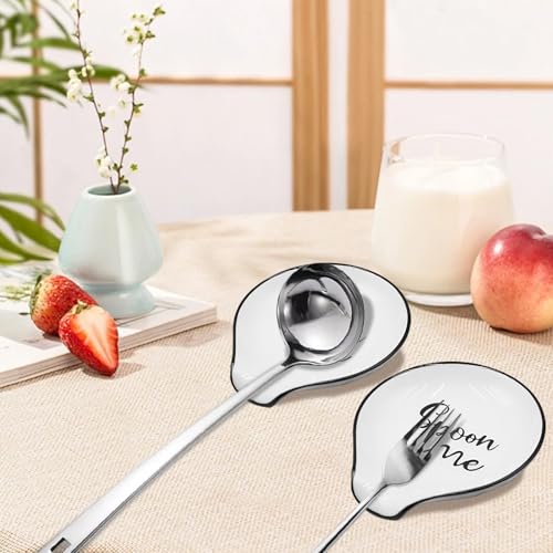 Ceramic Spoon Rest - White, 3.9x3.5 Inches, Dishwasher Safe