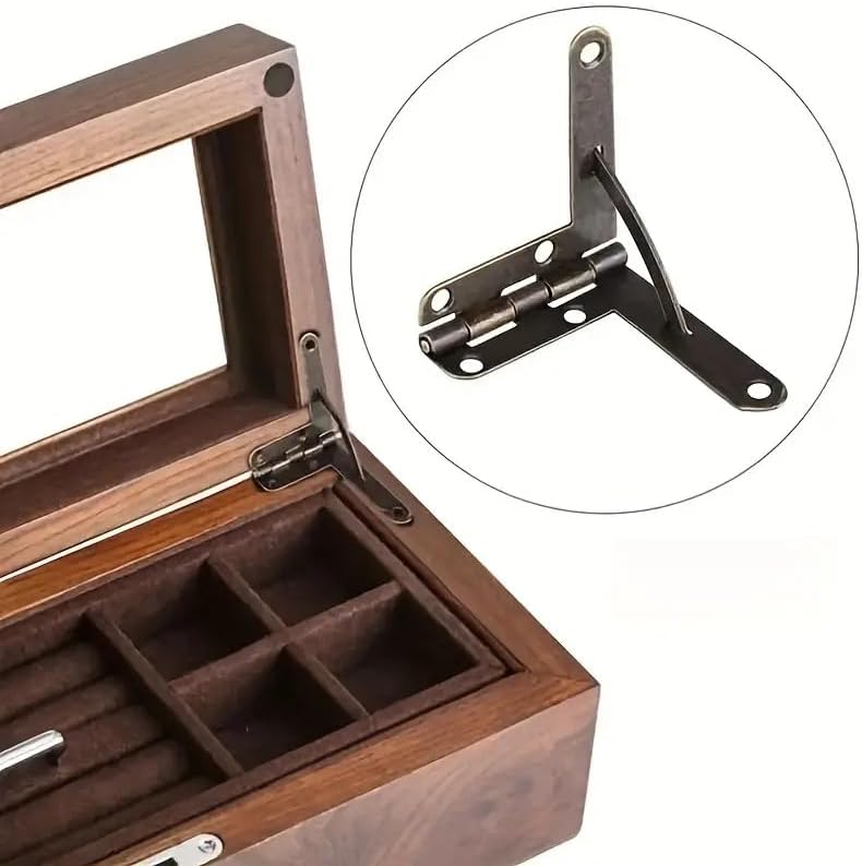 Wooden Box Supports - 12pcs 90° Hinge for Small Jewelry Box | 30x33mm