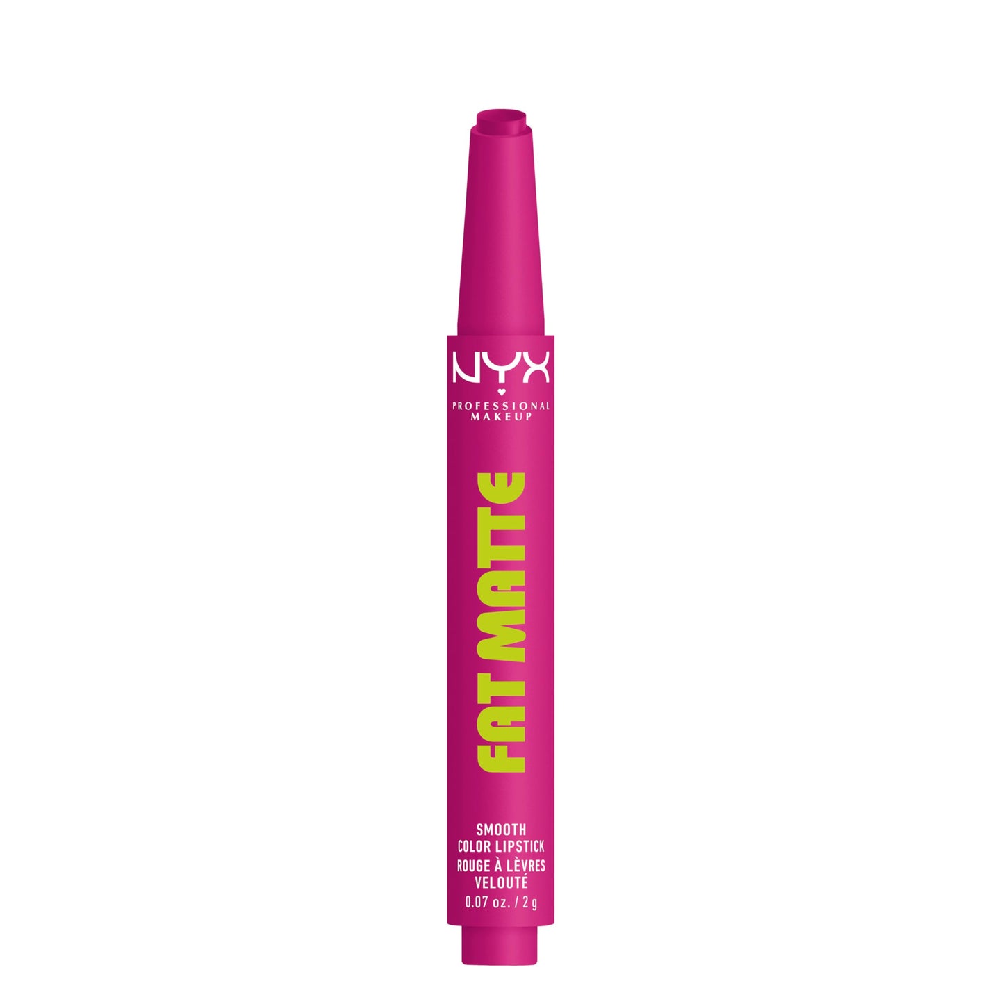 NYX PROFESSIONAL MAKEUP Fat Matte Lipstick, Pigmented, Smoothing, & Non-Drying Lip Crayon, Long Lasting Lip Makeup, Vegan & Cruelty Free - Fluffy Fuchsia (Fuchsia)