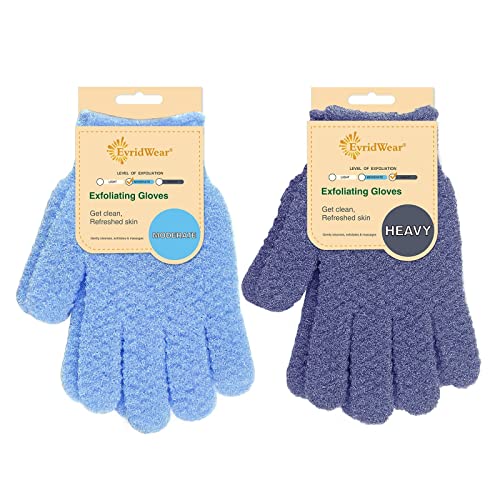 Evridwear Dual Texture Exfoliating Bath Gloves - 2 Pair Shower Set