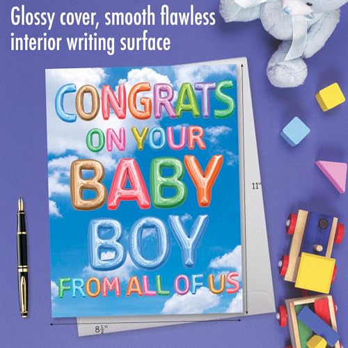 Jumbo Baby Congratulations Card for New Parents - 8.5 x 11 Inch