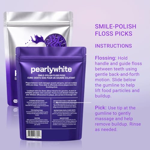 Pearly White V34 Dental Floss Picks 200 Count, 2-Pack | Whitening Flossers