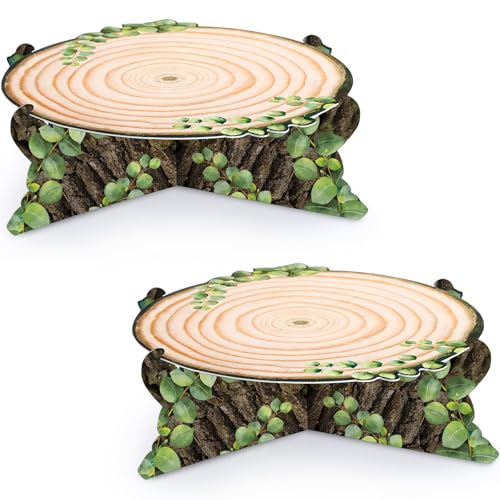 Woodland Themed Cupcake Stand Set - 2 Pcs Rustic Cake Holders