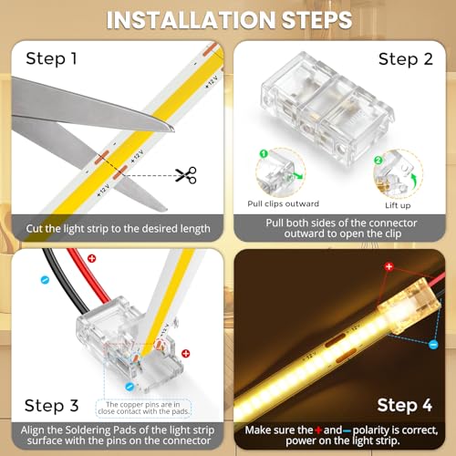 RESHAKE 15 Pack Solderless LED Strip Connectors with Pigtails