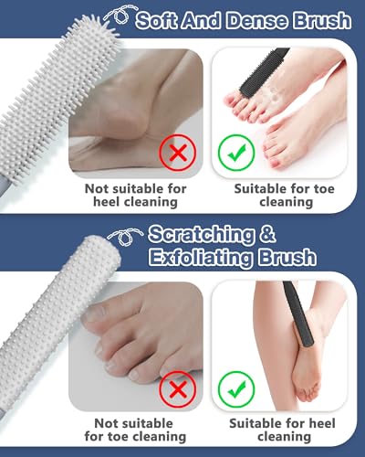 2 Sets Toe & Foot Cleaning Brushes with Long Handle & Silicone Soft Scrubber