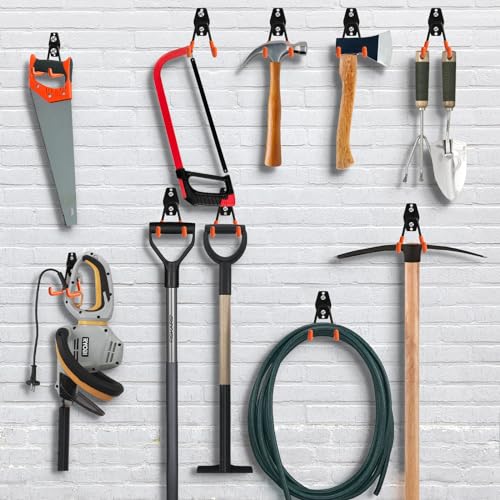 Heavy Duty Garage Hooks - 2 Pack Metal Wall Mount Storage Hooks for Tools & Ladders