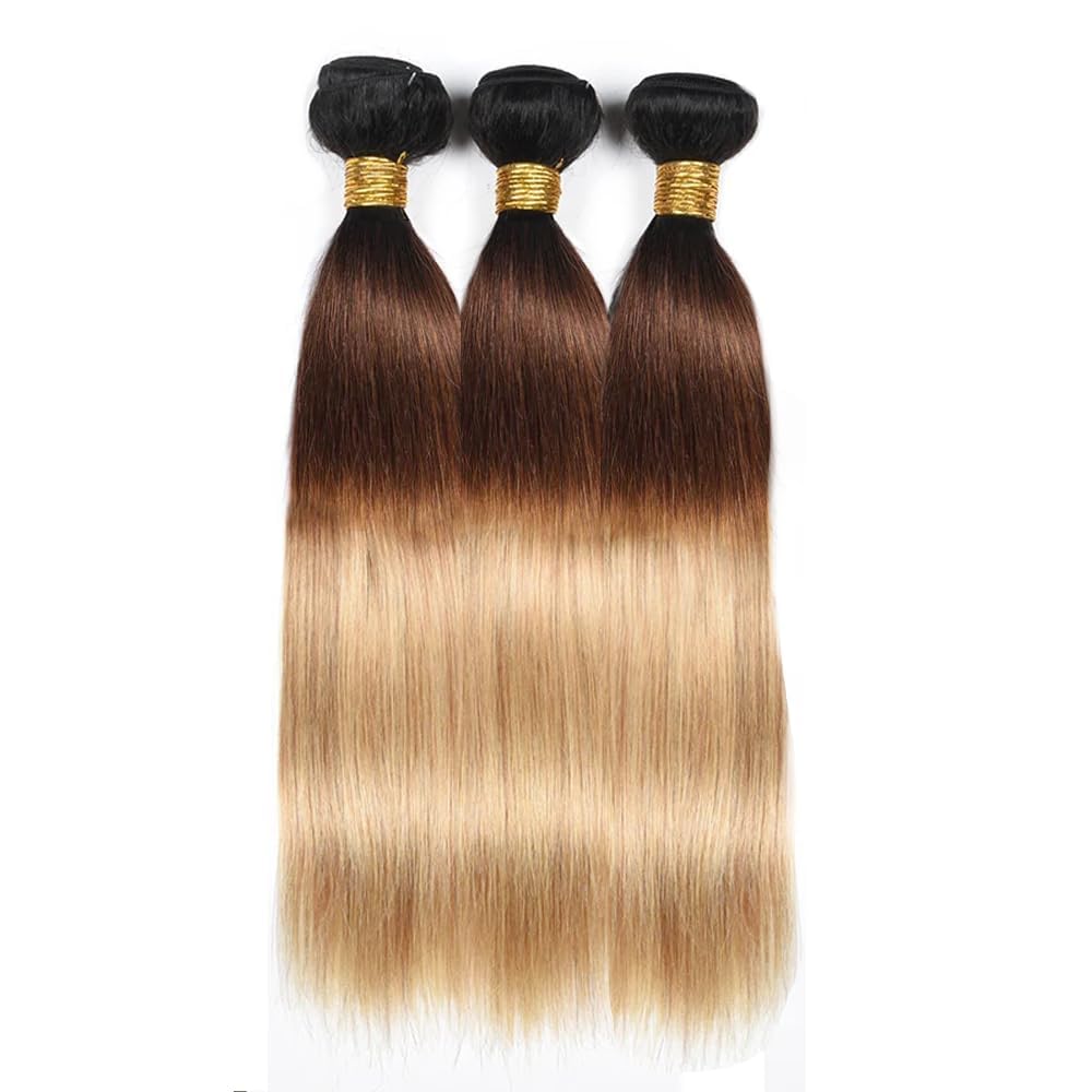 Ombre Human Hair Bundles 24 26 28 Inch 300g Blonde Straight Bundle 3 Tone Body Wave Human Hair Bundle Brazilian Virgin Hair 3 Bundles t1b427 Weave