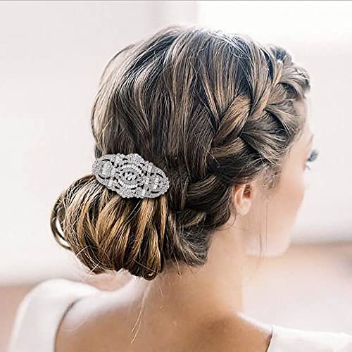 EVER FAITH 1920s Art Deco Austrian Crystal Bridal Hair Comb Side Piece