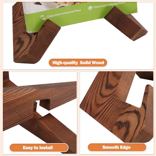 Adjustable Wooden Cookbook Stand - Carbonized Pine Recipe Holder