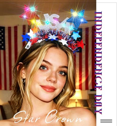 Light Up 4th of July Headband with LED Stars - Style B