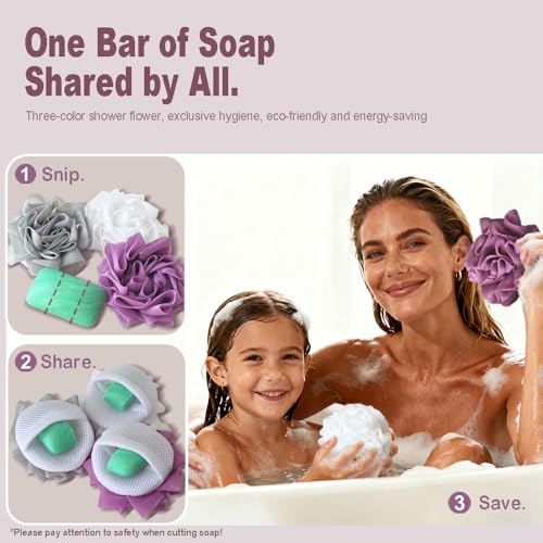 3-Pack Exfoliating Bath Loofah with Soap Saver Bags