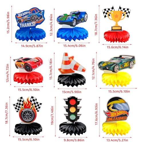 9-Piece Race Car Birthday Party Honeycomb Centerpieces Set