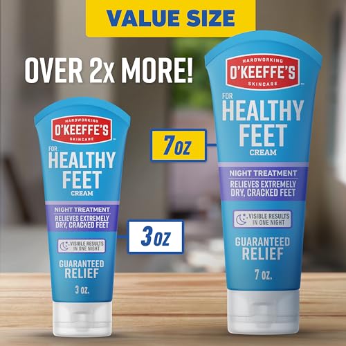 O'Keeffe's Healthy Feet Night Treatment Foot Cream, 7 oz - Intense Moisturizer for Cracked Dry Feet