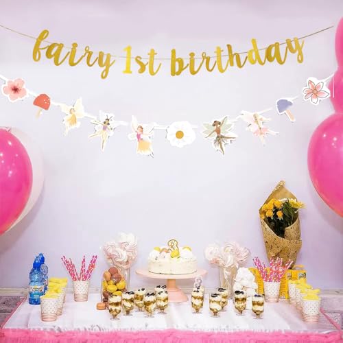 Fairy 1st Birthday Banner Set - Garden Theme Party Decoration