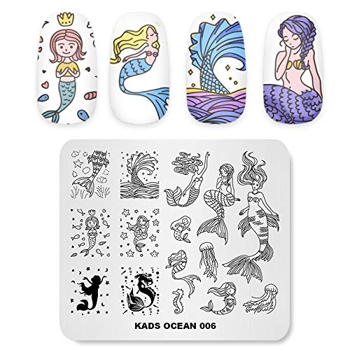 KADS Ocean Mermaid Nail Stamping Plate OC006 - Nail Art Template & Stencil