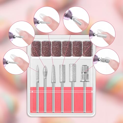 6-Piece Nail Drill Bits Set for Manicure & Pedicure - 3/32"