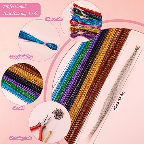 Juinte Hair Tinsel Kit with 1440 Glitter Strands & Feather Extensions