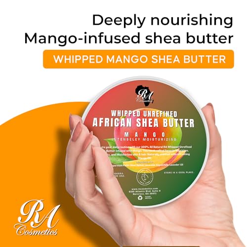 RA Cosmetics Whipped Shea Butter with Mango - 6oz Moisturizer for Skin & Hair