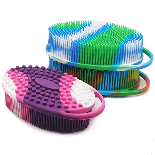 Silicone Body Shower Scrubber 3-Pack - Exfoliating Bath Brush for Kids & Adults