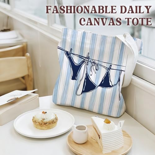 Beachy Blue Coastal Tote Bag - Reusable Shopping Bag for Women