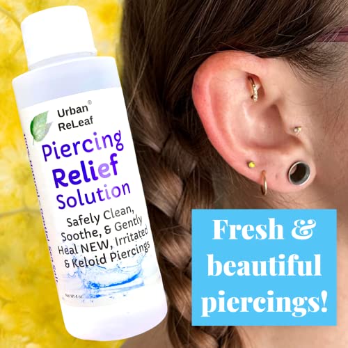 Urban ReLeaf Piercing Relief Solution - Natural Aftercare for New Piercings, 4 oz