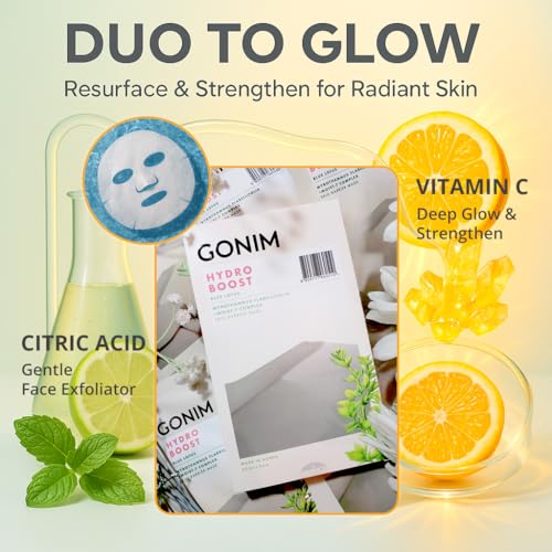 GONIM Hydrating Korean Face Mask Sheet with Hyaluronic Acid - Pack of 5