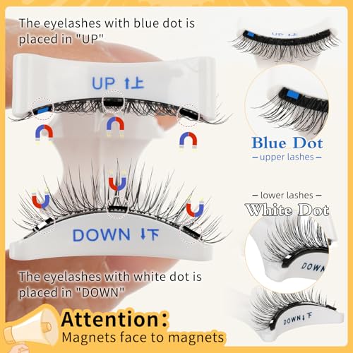 QUEWEL Magnetic Eyelashes Kit with Applicator - 2 Pairs Natural Look