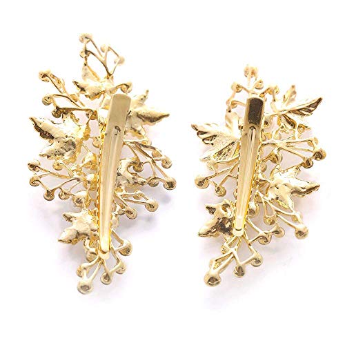 Gold Rhinestone Pearl Alligator Hair Clips Set of 2 for Weddings