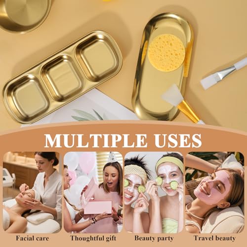 22-Piece Gold Facial Bowl and Brush Set for Spa & DIY Skincare