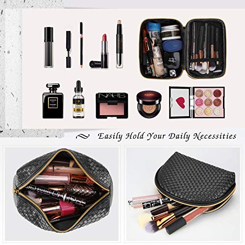 KTMOUW 3-Piece Waterproof Travel Makeup Bag Set - Woven PU Leather Organizer
