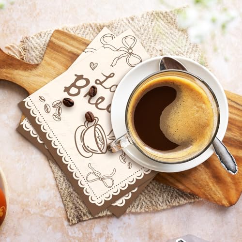 Love is Brewing Cocktail Napkins | 50 Pcs Disposable 3-Ply Paper