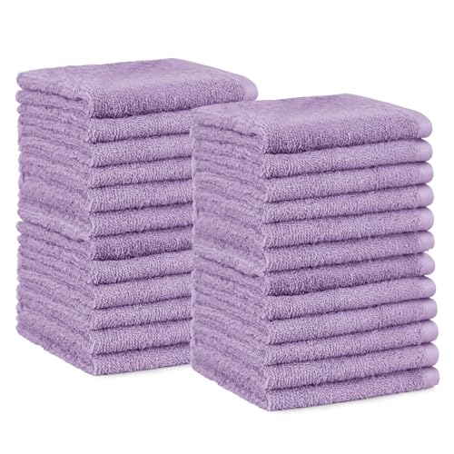 Amazon Basics Lavender Cotton Washcloths, 24-Pack, 12x12 Inches