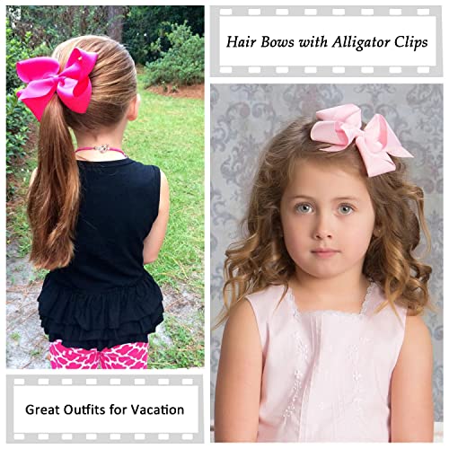 Handmade White Hair Bows Clips for Girls - 6 Pack