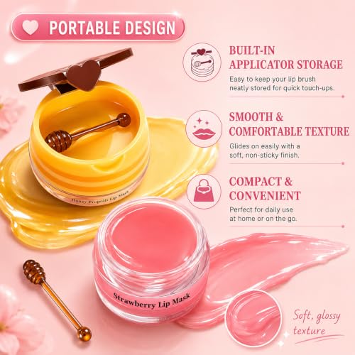 Miniling Honey & Fruit Lip Mask Set - 4 Pack Moisturizing Balm Treatment