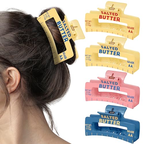4 Pack Realistic Butter Hair Claw Clips - Cute Colors for Women