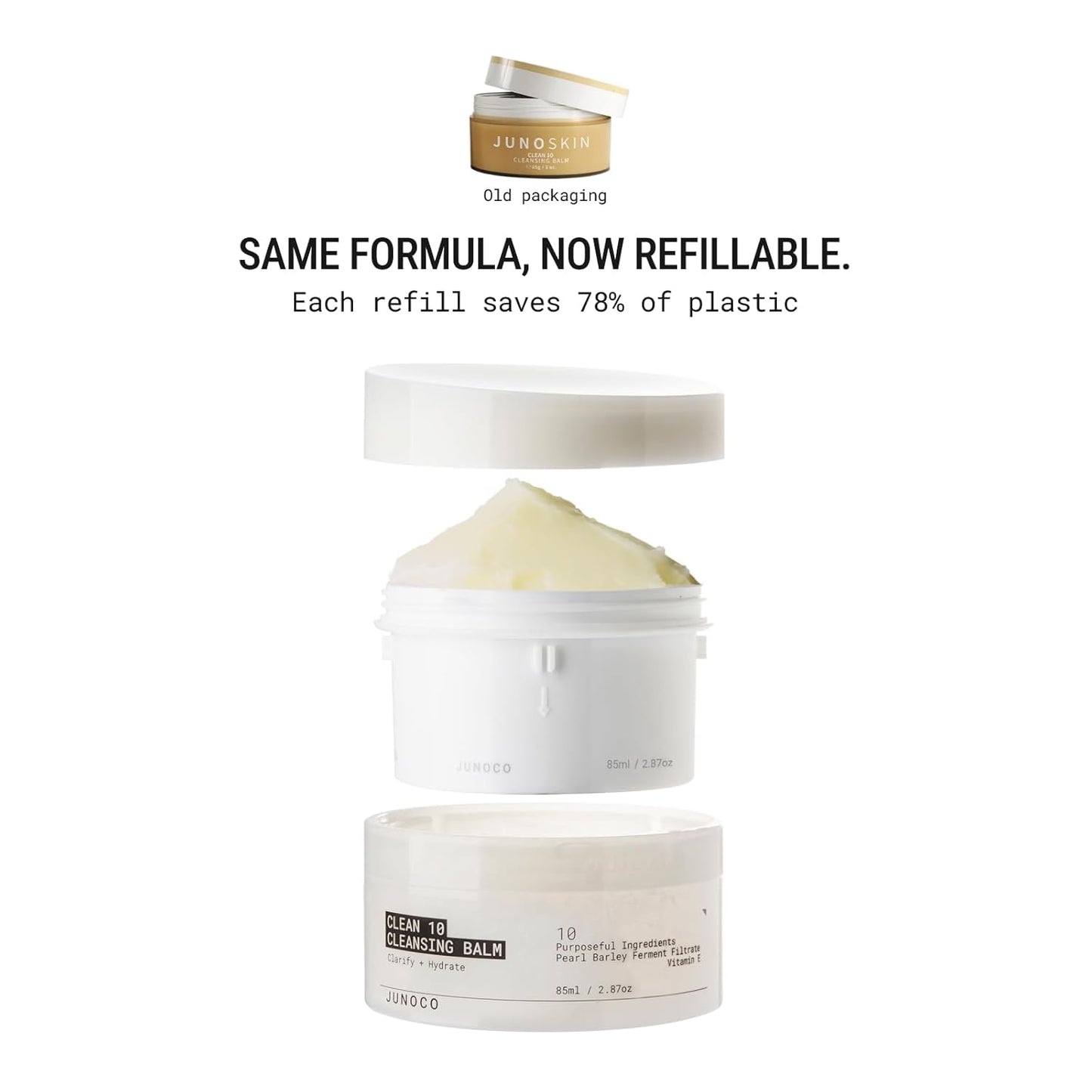 JUNO & Co. Cleansing Balm - 10 Ingredients Makeup Remover | 85g / 3.0oz