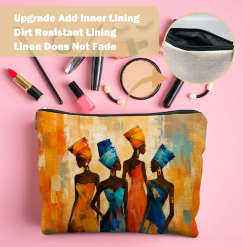 Vibrant African Woman Makeup Bag - Compact Travel Organizer for Women