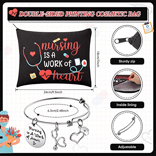 8-Piece Nurse Appreciation Gift Set: Canvas Makeup Bags & Bracelets