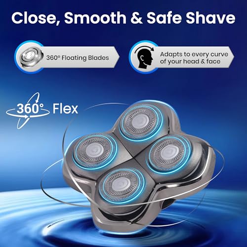 Krytonix Silver P2 2-Pack Pro 4D Shaver Replacement Blades for Skull Shaver